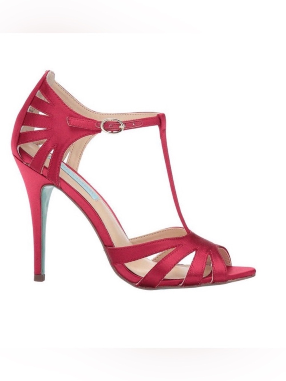 Blue by Betsey Johnson Red Satin T-Strap 4” High Heel Sandals | US Size 10